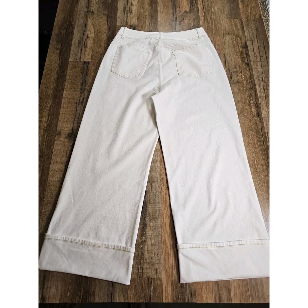 Halara Flex Wide Leg Crop Cuffed Jean Denim Women's Size L New Stretch - Picture 2 of 3